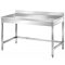 Rozsdamentes asztal hátsó felhajtással, lapraszerelt, 1200x700x850mm – WT-C105405