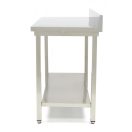 Maxima 09364030 Rozsdamentes asztal alsó polccal, hátsó felhajtással, lapraszerelt, 1000x700x850mm