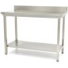 Maxima 09364027 Rozsdamentes asztal alsó polccal, hátsó felhajtással, lapraszerelt, 800x700x850mm