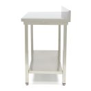 Maxima 09364027 Rozsdamentes asztal alsó polccal, hátsó felhajtással, lapraszerelt, 800x700x850mm
