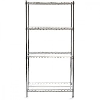   HENDI 812259 Krómozott huzalrács polcrendszer 4 polccal, nagy teherbírású, 910x455x1830mm