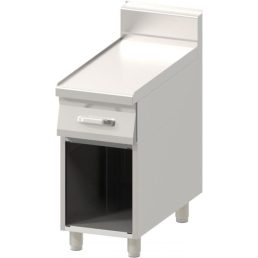   RM GASTRO REDFOX PP 90/40 Semleges munkaasztal, fiókkal, alsó nyitott polccal, 400mm (900-as főzősorhoz)