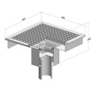 Rozsdamentes padlóösszefolyó alsó vízelfolyással, 460x460mm – GASZTROMETÁL PLA460