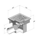 Rozsdamentes padlóösszefolyó oldalsó vízelfolyással, 260x260mm – GASZTROMETÁL PLO260