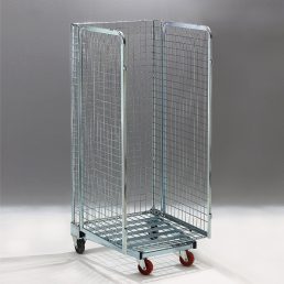   Rácsos áruszállító kocsi (rolli kocsi), egymásba tolható 3 oldalon zárt kivitel, 715x860x1700mm