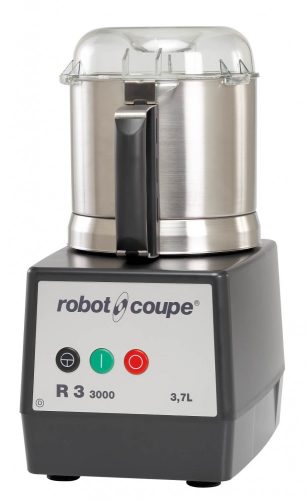 ROBOT-COUPE R3-3000 Kutter polikarbonát motorblokkal és rozsdamentes acél tartállyal, 3,7 L (3000 ford/perc)