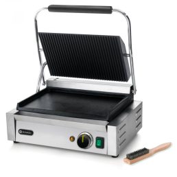   HENDI 263662 Kontakt grill felül bordázott, alul sima sütőfelülettel "Pannini" változat