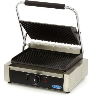   Maxima MCG-PANINI Kontakt panini grill, alul-felül bordázott öntöttvas sütőlapokkal