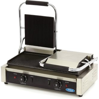   Maxima MCG-BIG-GR Dupla kontakt grill, alul-felül bordázott öntöttvas sütőlapokkal