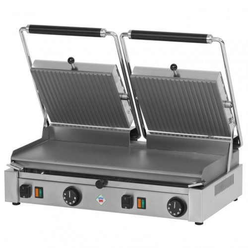 RM GASTRO REDFOX PD 2020 L Kontakt grill sütő, elektromos, alul sima felül bordázott 570x240mm méretű sütőfelülettel