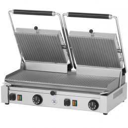   RM GASTRO REDFOX PD 2020 R Kontakt grill sütő, elektromos, alul-felül bordázott 570x240mm méretű sütőfelülettel
