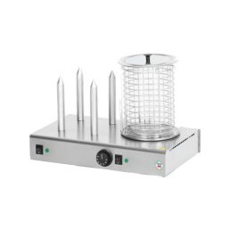   RM GASTRO REDFOX HD 04 N/K Hot-dog sütő, 4 tüskés, üveg virslipároló hengerrel, kosárral
