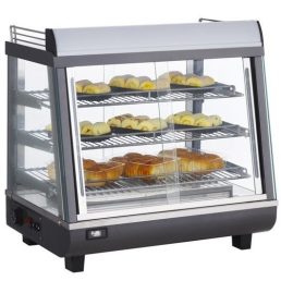   Maxima 09400785 Melegentartó vitrin, elől-hátul üveg tolóajtóval, 96 literes