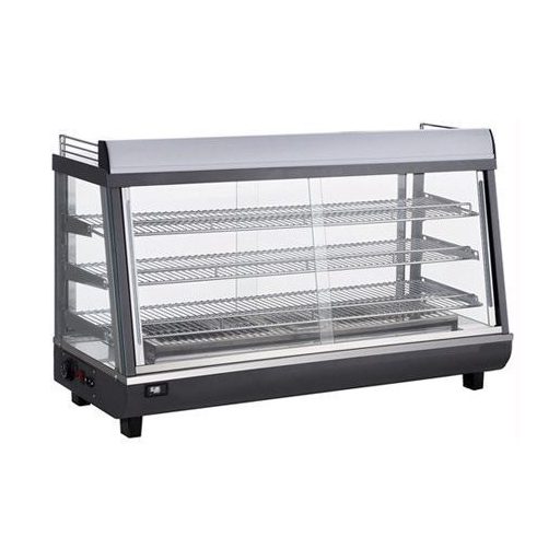 Maxima 09400795 Melegentartó vitrin, elől-hátul üveg tolóajtóval, 186 literes