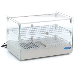   Maxima 09400780 Melegentartó vitrin, kétszintes, sík üveggel, elől-hátul nyíló ajtóval, 50L