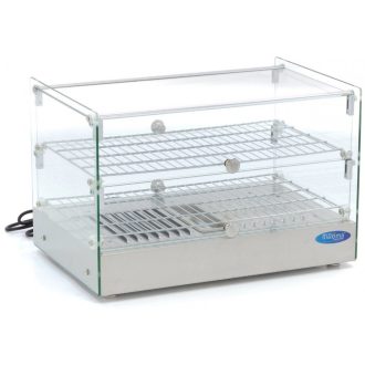   Maxima 09400780 Melegentartó vitrin, kétszintes, sík üveggel, elől-hátul nyíló ajtóval, 50L