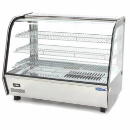   Maxima 09400851 Hajlított üvegű melegentartó vitrin, pultra helyezhető, 160 literes