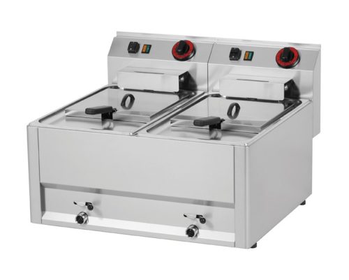 RM GASTRO REDFOX FE 60 EL Olajsütő elektromos, kétmedencés 2x8L, asztali, 660mm, 6kW