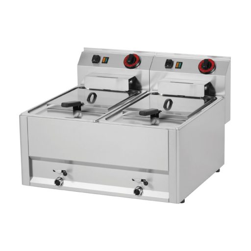 RM GASTRO REDFOX FE 60 EL Olajsütő elektromos, kétmedencés 2x8L, asztali, 660mm, 6kW