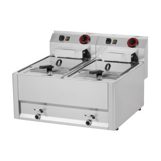   RM GASTRO REDFOX FE 60 ELT Olajsütő elektromos, kétmedencés 2x8L, asztali, 660mm, 12kW