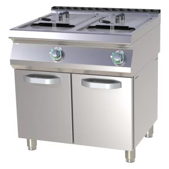   RM GASTRO FE 780-13 E Elektromos olajsütő 2x13 literes, ajtós tárolóval, 800mm
