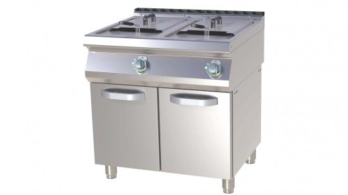 RM GASTRO FE 780-13 E Elektromos olajsütő 2x13 literes, ajtós tárolóval, 800mm