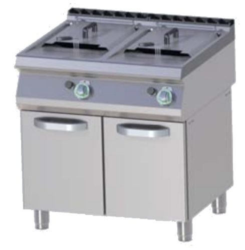 RM GASTRO FE 780-17 G Gázüzemű olajsütő 2x17 literes, ajtós tárolóval, 800mm