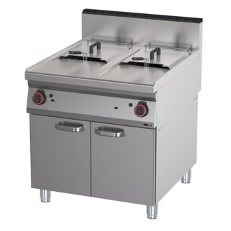   RM GASTRO REDFOX FE 90/80-17 G Gázüzemű olajsütő 2x17 literes, ajtós tárolóval, 800mm