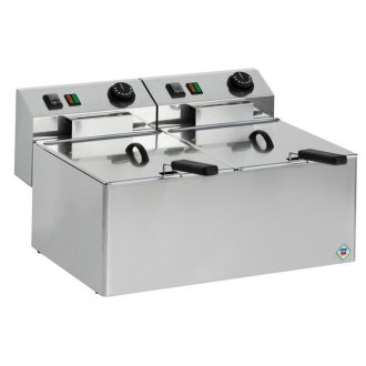   RM GASTRO REDFOX FE 44 E Olajsütő elektromos, asztali 2x5 literes medencével, 360mm, 2x2,1kW