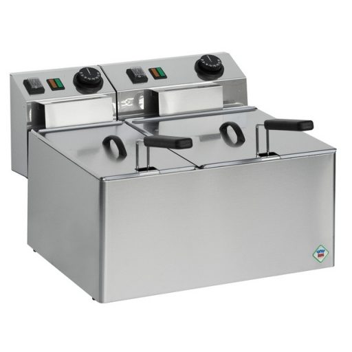 RM GASTRO REDFOX FE 74 E Olajsütő elektromos, asztali kétmedencés, 8+5 literes medencével