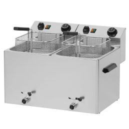   RM GASTRO REDFOX FE 77 VT Olajsütő elektromos, asztali 2x8L medencés, 540mm, olajleeresztő csappal