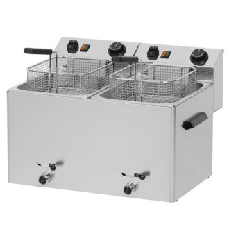   RM GASTRO REDFOX FE 77 VT Olajsütő elektromos, asztali 2x8L medencés, 540mm, olajleeresztő csappal