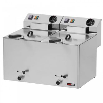   RM GASTRO REDFOX FE 77 E/V Olajsütő elektromos, asztali 2x8 literes, leeresztőcsappal, 540mm
