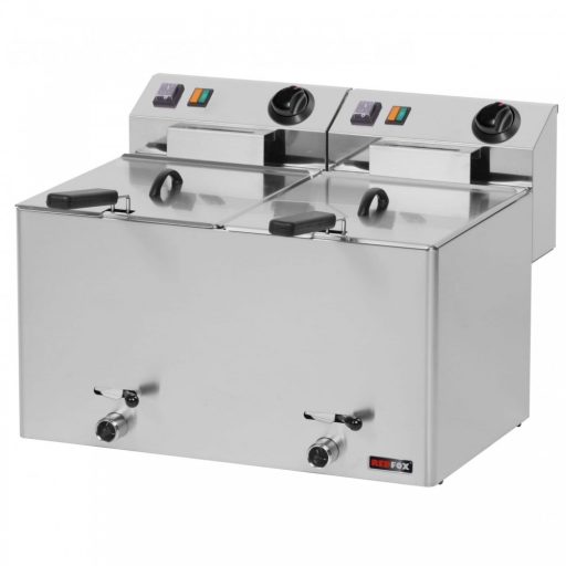 RM GASTRO REDFOX FE 77 E/V Olajsütő elektromos, asztali 2x8 literes, leeresztőcsappal, 540mm