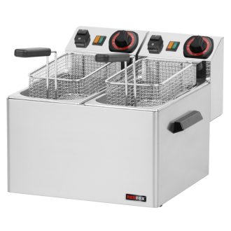   RM GASTRO REDFOX FE 44 S Olajsütő elektromos, asztali 2x5 literes medencével, 360mm, 2x3kW