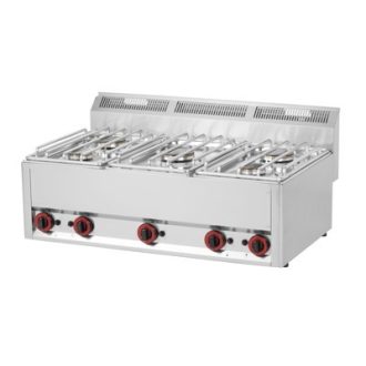   RM GASTRO REDFOX SP 90/5 GL Gáztűzhely asztali, 5 égőrózsával (2x 3kW + 3x 3,6kW)