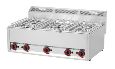 RM GASTRO REDFOX SP 90/5 GL Gáztűzhely asztali, 5 égőrózsával (2x 3kW + 3x 3,6kW)