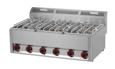 RM GASTRO REDFOX SP 90 GLS Gáztűzhely, asztali kialakítás, 6*4,5 kW égőrózsával