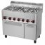 RM GASTRO REDFOX SPT 90/5 GL Gáztűzhely 5 égős (3x3,6kW+2x3kW), GN1/1 légkeveréses elektromos sütővel, ajtós tárolóval