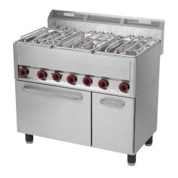   RM GASTRO REDFOX SPT 90/5 GLS Gáztűzhely 5 égős (5x4,5kW), GN1/1 elektromos légkeveréses sütővel, ajtós tárolóval
