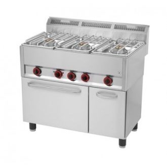   RM GASTRO REDFOX SPT 93 GLS Gáztűzhely 3 égős (3x8kW), GN1/1 elektromos légkeveréses sütővel, ajtós tárolóval