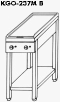 EMAX KGO-237 MB 3 Szeletsütő lap sima vagy bordázott sütőlappal, nyitott tároló állványon, gázüzemű, 4,2kW