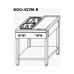   EMAX KGO-427 M 2 Gáztűzhely 2db nyílt és 2db zárt égővel, nyitott tároló állványon, 13,2kW