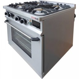   EMAX GE-41/1 Gáztűzhely 4 égős 16,2kW, GN1/1 statikus elektromos sütővel