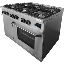  EMAX GE-61/1 Gáztűzhely 6 égős 25,2kW, GN1/1 statikus elektromos sütővel