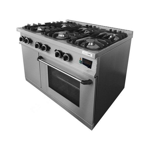 EMAX GE-61/1 Gáztűzhely 6 égős 25,2kW, GN1/1 statikus elektromos sütővel