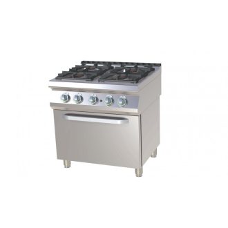   RM GASTRO SPST 780-21 GE Gáztűzhely 4 égős (3x 8,5 kW + 4 kW) elektromos statikus sütővel 400V, 800mm