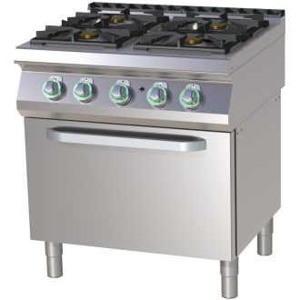   RM GASTRO SPST 780-21 G Gáztűzhely 4 égős (3x 8,5 kW + 4 kW) gázüzemű statikus sütővel, 800mm