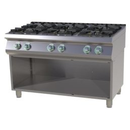   RM GASTRO SPS 7120 G Gáztűzhely 6 égős, alsó nyitott tárolóval (4x 8,5kW + 2x 4kW)
