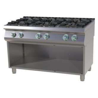   RM GASTRO SP 7120 G Gáztűzhely 6 égős, alsó nyitott tárolóval, (4x 7,5kW + 2x 4,5kW)